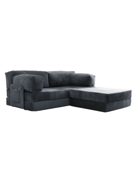 Wuuh Modulares Teddy-Ecksofa Anthrazit