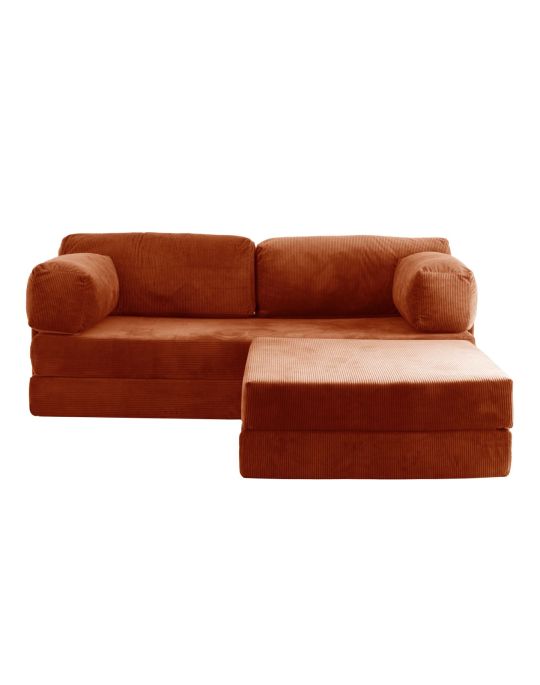 Wuuh Modulares Teddy-Ecksofa Ziegelrot