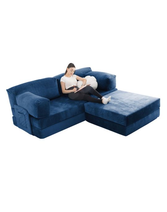 Wuuh Modulares Teddy-Ecksofa Blau