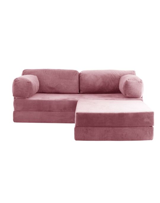 Wuuh Modulares Teddy-Ecksofa Pink