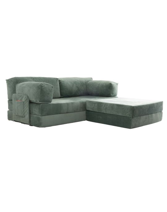 Wuuh Modulares Teddy-Ecksofa Grün