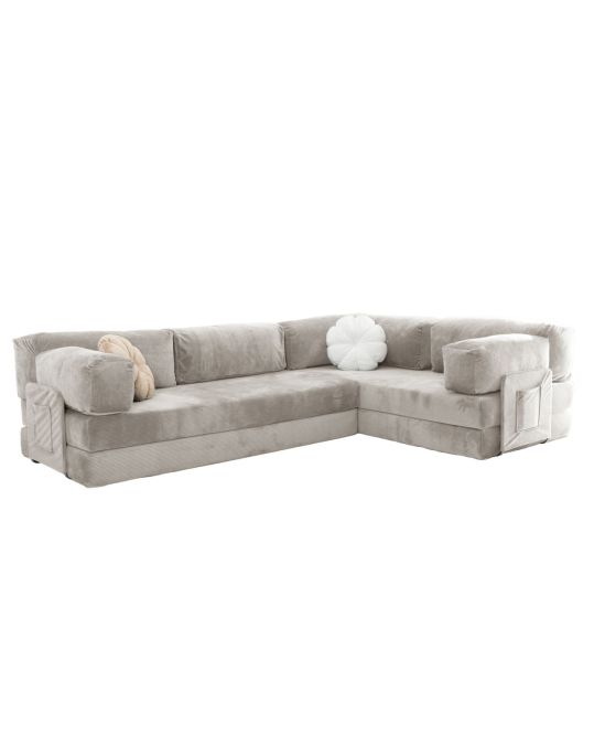 Wuuh Modulares Florenz Teddy Eck-Sofa Weiß