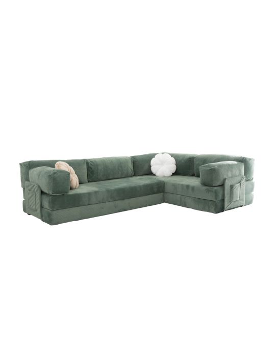 Wuuh Modulares Florenz Teddy Eck-Sofa Grün