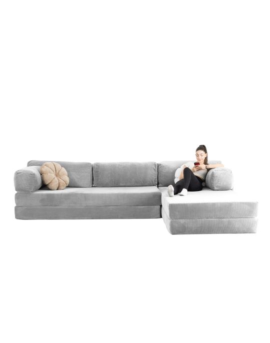 Wuuh Modulares Teddy Corner-Sofa Silber