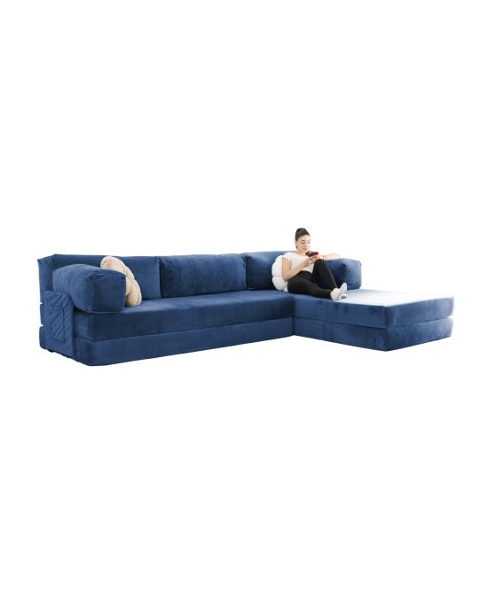 Wuuh Modulares Teddy Corner-Sofa Blau