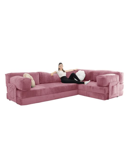 Wuuh Modulares Florenz Teddy Eck-Sofa Pink